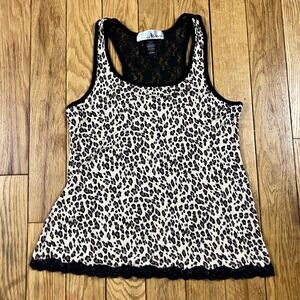 Velvet Kitten Leopard Print Lace‎ Trim Tank Top M